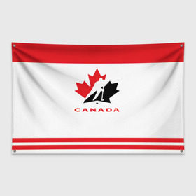 Флаг-баннер с принтом TEAM CANADA в Тюмени, 100% полиэстер | размер 67 х 109 см, плотность ткани — 95 г/м2; по краям флага есть четыре люверса для крепления | Тематика изображения на принте: 2017 | canada | team | teamcanada | канада | мира | россия | хоккей | чемпионат | чм2017