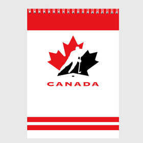 Скетчбук с принтом TEAM CANADA в Тюмени, 100% бумага
 | 48 листов, плотность листов — 100 г/м2, плотность картонной обложки — 250 г/м2. Листы скреплены сверху удобной пружинной спиралью | Тематика изображения на принте: 2017 | canada | team | teamcanada | канада | мира | россия | хоккей | чемпионат | чм2017