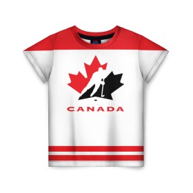 Детская футболка 3D с принтом TEAM CANADA в Тюмени, 100% гипоаллергенный полиэфир | прямой крой, круглый вырез горловины, длина до линии бедер, чуть спущенное плечо, ткань немного тянется | 2017 | canada | team | teamcanada | канада | мира | россия | хоккей | чемпионат | чм2017