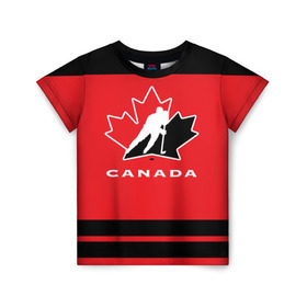 Детская футболка 3D с принтом TEAM CANADA в Тюмени, 100% гипоаллергенный полиэфир | прямой крой, круглый вырез горловины, длина до линии бедер, чуть спущенное плечо, ткань немного тянется | Тематика изображения на принте: 2017 | canada | hochey | team | teamcanada | канада | мира | россия | хоккей | чемпионат | чм2017