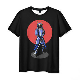 Мужская футболка 3D с принтом Самурай, японское солнце в Тюмени, 100% полиэфир | прямой крой, круглый вырез горловины, длина до линии бедер | азия | воин | катана | меч | сегун | сэнсэй | харакири | честь | японец | япония