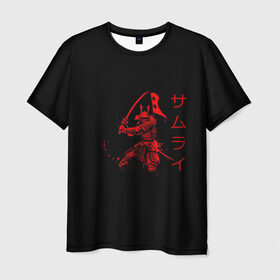 Мужская футболка 3D с принтом Японские иероглифы - самурай в Тюмени, 100% полиэфир | прямой крой, круглый вырез горловины, длина до линии бедер | Тематика изображения на принте: азия | воин | катана | меч | сегун | сэнсэй | харакири | честь | японец | япония