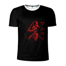 Мужская футболка 3D спортивная с принтом Японские иероглифы - самурай в Тюмени, 100% полиэстер с улучшенными характеристиками | приталенный силуэт, круглая горловина, широкие плечи, сужается к линии бедра | азия | воин | катана | меч | сегун | сэнсэй | харакири | честь | японец | япония