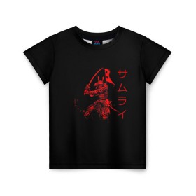 Детская футболка 3D с принтом Японские иероглифы - самурай в Тюмени, 100% гипоаллергенный полиэфир | прямой крой, круглый вырез горловины, длина до линии бедер, чуть спущенное плечо, ткань немного тянется | азия | воин | катана | меч | сегун | сэнсэй | харакири | честь | японец | япония