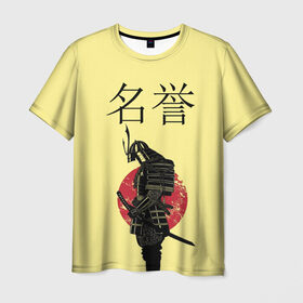 Мужская футболка 3D с принтом Японский самурай (честь) в Тюмени, 100% полиэфир | прямой крой, круглый вырез горловины, длина до линии бедер | Тематика изображения на принте: meiyo | самурай | япония