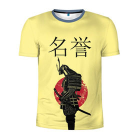 Мужская футболка 3D спортивная с принтом Японский самурай (честь) в Тюмени, 100% полиэстер с улучшенными характеристиками | приталенный силуэт, круглая горловина, широкие плечи, сужается к линии бедра | meiyo | самурай | япония