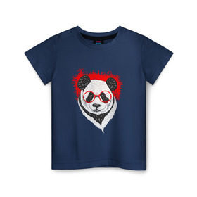 Детская футболка хлопок с принтом Умная панда в Тюмени, 100% хлопок | круглый вырез горловины, полуприлегающий силуэт, длина до линии бедер | Тематика изображения на принте: абстрактная | каракули | милая | очкарик | очки | панда | ручная графика | умный