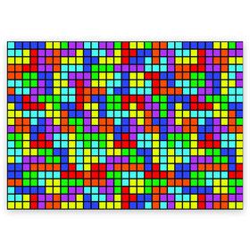 Поздравительная открытка с принтом Тетрис в Тюмени, 100% бумага | плотность бумаги 280 г/м2, матовая, на обратной стороне линовка и место для марки
 | геометрия | игра | кубики | тетрис