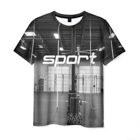 Мужская футболка 3D с принтом Спортзал в Тюмени, 100% полиэфир | прямой крой, круглый вырез горловины, длина до линии бедер | crossfit | атлетика | зал | качалка | кроссфит | тренажер | тяжелая | фитнес