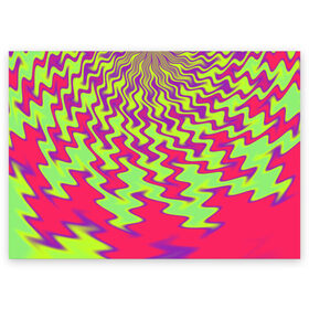 Поздравительная открытка с принтом Абстрактные завихрения в Тюмени, 100% бумага | плотность бумаги 280 г/м2, матовая, на обратной стороне линовка и место для марки
 | Тематика изображения на принте: кислотный | психоделика | яркий