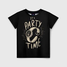 Детская футболка 3D с принтом Party time в Тюмени, 100% гипоаллергенный полиэфир | прямой крой, круглый вырез горловины, длина до линии бедер, чуть спущенное плечо, ткань немного тянется | Тематика изображения на принте: 