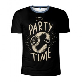 Мужская футболка 3D спортивная с принтом Party time в Тюмени, 100% полиэстер с улучшенными характеристиками | приталенный силуэт, круглая горловина, широкие плечи, сужается к линии бедра | Тематика изображения на принте: 