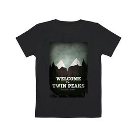 Детская футболка хлопок с принтом Twin Peaks в Тюмени, 100% хлопок | круглый вырез горловины, полуприлегающий силуэт, длина до линии бедер | Тематика изображения на принте: twin peaks | дэвид линч | лес | лора палмер | сова | твин пикс | туман