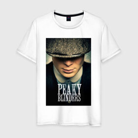 Мужская футболка хлопок с принтом Peaky Blinders в Тюмени, 100% хлопок | прямой крой, круглый вырез горловины, длина до линии бедер, слегка спущенное плечо. | бандиты | бритва | острые козырьки