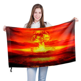 Флаг 3D с принтом Ядерный взрыв в Тюмени, 100% полиэстер | плотность ткани — 95 г/м2, размер — 67 х 109 см. Принт наносится с одной стороны | взрыв | гриб | огонь
