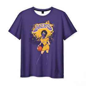 Мужская футболка 3D с принтом Lakers в Тюмени, 100% полиэфир | прямой крой, круглый вырез горловины, длина до линии бедер | basketball | cheerleader | girl | lakers | nba | street