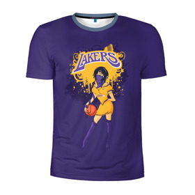 Мужская футболка 3D спортивная с принтом Lakers в Тюмени, 100% полиэстер с улучшенными характеристиками | приталенный силуэт, круглая горловина, широкие плечи, сужается к линии бедра | basketball | cheerleader | girl | lakers | nba | street