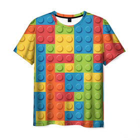 Мужская футболка 3D с принтом Лего в Тюмени, 100% полиэфир | прямой крой, круглый вырез горловины, длина до линии бедер | Тематика изображения на принте: lego | tetris | детальки | лего | разноцветные