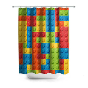 Штора 3D для ванной с принтом Лего в Тюмени, 100% полиэстер | плотность материала — 100 г/м2. Стандартный размер — 146 см х 180 см. По верхнему краю — пластиковые люверсы для креплений. В комплекте 10 пластиковых колец | lego | tetris | детальки | лего | разноцветные