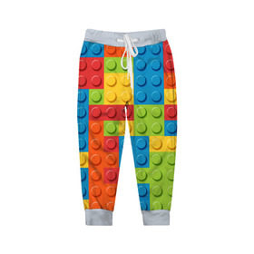 Детские брюки 3D с принтом Лего в Тюмени, 100% полиэстер | манжеты по низу, эластичный пояс регулируется шнурком, по бокам два кармана без застежек, внутренняя часть кармана из мелкой сетки | lego | tetris | детальки | лего | разноцветные