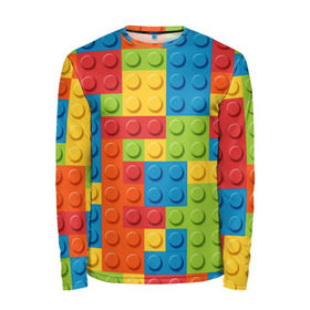 Мужской лонгслив 3D с принтом Лего в Тюмени, 100% полиэстер | длинные рукава, круглый вырез горловины, полуприлегающий силуэт | Тематика изображения на принте: lego | tetris | детальки | лего | разноцветные
