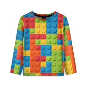 Детский лонгслив 3D с принтом Лего в Тюмени, 100% полиэстер | длинные рукава, круглый вырез горловины, полуприлегающий силуэт
 | lego | tetris | детальки | лего | разноцветные