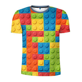Мужская футболка 3D спортивная с принтом Лего в Тюмени, 100% полиэстер с улучшенными характеристиками | приталенный силуэт, круглая горловина, широкие плечи, сужается к линии бедра | lego | tetris | детальки | лего | разноцветные