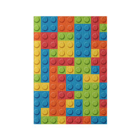 Обложка для паспорта матовая кожа с принтом Лего в Тюмени, натуральная матовая кожа | размер 19,3 х 13,7 см; прозрачные пластиковые крепления | lego | tetris | детальки | лего | разноцветные