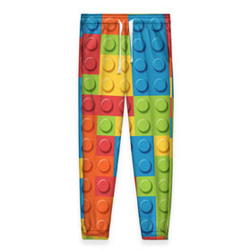 Женские брюки 3D с принтом Лего в Тюмени, полиэстер 100% | прямой крой, два кармана без застежек по бокам, с мягкой трикотажной резинкой на поясе и по низу штанин. В поясе для дополнительного комфорта — широкие завязки | Тематика изображения на принте: lego | tetris | детальки | лего | разноцветные