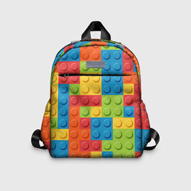 Детский рюкзак 3D с принтом Лего в Тюмени, 100% полиэстер | лямки с регулируемой длиной, сверху петелька, чтобы рюкзак можно было повесить на вешалку. Основное отделение закрывается на молнию, как и внешний карман. Внутри дополнительный карман. По бокам два дополнительных кармашка | Тематика изображения на принте: lego | tetris | детальки | лего | разноцветные