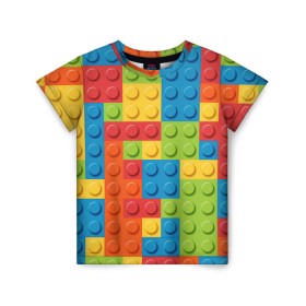 Детская футболка 3D с принтом Лего в Тюмени, 100% гипоаллергенный полиэфир | прямой крой, круглый вырез горловины, длина до линии бедер, чуть спущенное плечо, ткань немного тянется | lego | tetris | детальки | лего | разноцветные