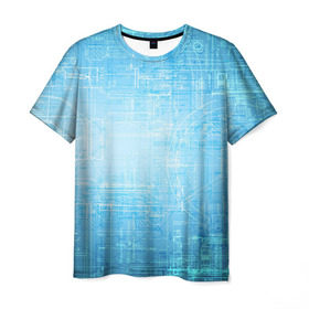 Мужская футболка 3D с принтом Сеть в Тюмени, 100% полиэфир | прямой крой, круглый вырез горловины, длина до линии бедер | игры | инженер | интернет | хайтек | чертёж | электричество