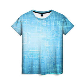 Женская футболка 3D с принтом Сеть в Тюмени, 100% полиэфир ( синтетическое хлопкоподобное полотно) | прямой крой, круглый вырез горловины, длина до линии бедер | игры | инженер | интернет | хайтек | чертёж | электричество