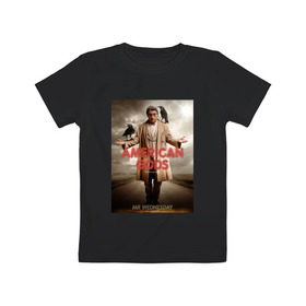 Детская футболка хлопок с принтом Американские Боги 1 в Тюмени, 100% хлопок | круглый вырез горловины, полуприлегающий силуэт, длина до линии бедер | american gods | mr wednesday | starz | the con man | tv | американские боги | жулик | мистер среда
