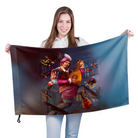 Флаг 3D с принтом Лютик в Тюмени, 100% полиэстер | плотность ткани — 95 г/м2, размер — 67 х 109 см. Принт наносится с одной стороны | gwent | witcher | ведьмак | гвинт | геральт | лютик
