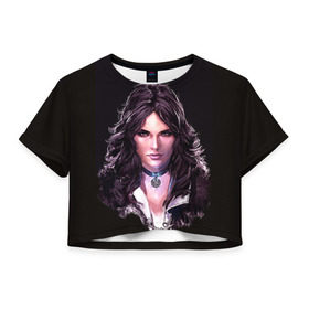 Женская футболка 3D укороченная с принтом Йенифер 1 в Тюмени, 100% полиэстер | круглая горловина, длина футболки до линии талии, рукава с отворотами | gwent | witcher | ведьмак | гвинт | геральт | йеннифер