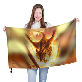 Флаг 3D с принтом Дракон в Тюмени, 100% полиэстер | плотность ткани — 95 г/м2, размер — 67 х 109 см. Принт наносится с одной стороны | gwent | witcher | ведьмак | гвинт | геральт | дракон