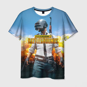 Мужская футболка 3D с принтом Playerunknown`s battlegrounds 1 в Тюмени, 100% полиэфир | прямой крой, круглый вырез горловины, длина до линии бедер | Тематика изображения на принте: battleground | battlegrounds | playerunknown