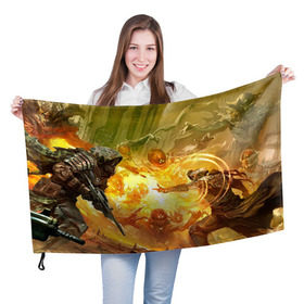 Флаг 3D с принтом Destiny 2 в Тюмени, 100% полиэстер | плотность ткани — 95 г/м2, размер — 67 х 109 см. Принт наносится с одной стороны | destiny | дестени | дэстэни | космос