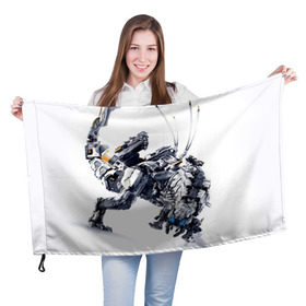 Флаг 3D с принтом HZD 5 в Тюмени, 100% полиэстер | плотность ткани — 95 г/м2, размер — 67 х 109 см. Принт наносится с одной стороны | dawn | horizon | zero | робот