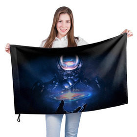 Флаг 3D с принтом ME Andromeda 3 в Тюмени, 100% полиэстер | плотность ткани — 95 г/м2, размер — 67 х 109 см. Принт наносится с одной стороны | andromeda | effect | андромеда | массб эффект | эфект