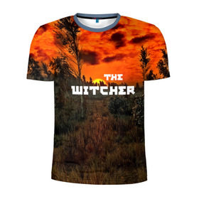 Мужская футболка 3D спортивная с принтом Ведьмак в Тюмени, 100% полиэстер с улучшенными характеристиками | приталенный силуэт, круглая горловина, широкие плечи, сужается к линии бедра | gwent | gwent: the witcher card game | witcher 3 | ведьмак | гвинт | геральд | огонь | пламя
