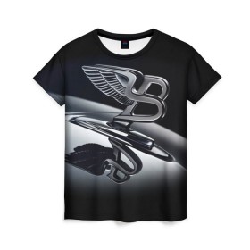 Женская футболка 3D с принтом Bentley в Тюмени, 100% полиэфир ( синтетическое хлопкоподобное полотно) | прямой крой, круглый вырез горловины, длина до линии бедер | bentley | brand | britain | car | elite | expensive | limited | logo | mtorz | автомобиль | британия | бэнтли | дорогой | лимитед | логотип | марка | мторз | элитный