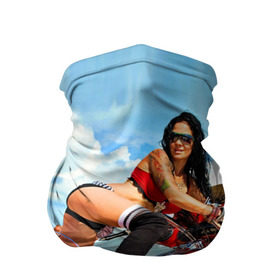 Бандана-труба 3D с принтом Девушка на мотоцикле в Тюмени, 100% полиэстер, ткань с особыми свойствами — Activecool | плотность 150‒180 г/м2; хорошо тянется, но сохраняет форму | Тематика изображения на принте: байкер