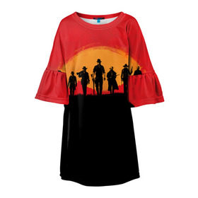 Детское платье 3D с принтом Red Dead Redemption 2 в Тюмени, 100% полиэстер | прямой силуэт, чуть расширенный к низу. Круглая горловина, на рукавах — воланы | rdr | red dead redemption 2