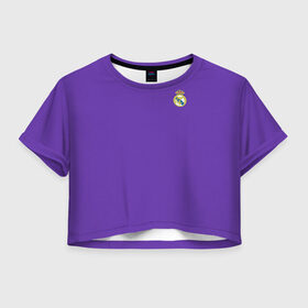 Женская футболка 3D укороченная с принтом Реал Мадрид в Тюмени, 100% полиэстер | круглая горловина, длина футболки до линии талии, рукава с отворотами | madrid | real | королевский клуб | мадрид | примера | реал | футбол | чемпионат испании