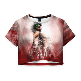 Женская футболка 3D укороченная с принтом Атака Титанов в Тюмени, 100% полиэстер | круглая горловина, длина футболки до линии талии, рукава с отворотами | attack on titan | атака титанов | вторжение гигантов | вторжение титанов | эрен