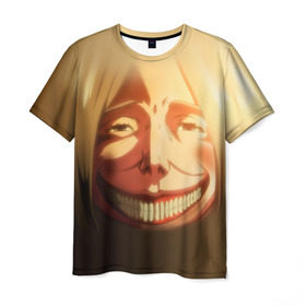 Мужская футболка 3D с принтом Атака Титанов в Тюмени, 100% полиэфир | прямой крой, круглый вырез горловины, длина до линии бедер | attack on titan | вторжение гигантов | титанша
