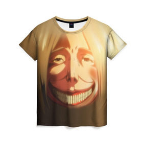 Женская футболка 3D с принтом Атака Титанов в Тюмени, 100% полиэфир ( синтетическое хлопкоподобное полотно) | прямой крой, круглый вырез горловины, длина до линии бедер | attack on titan | вторжение гигантов | титанша
