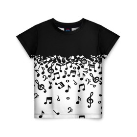 Детская футболка 3D с принтом Поглощение музыкой в Тюмени, 100% гипоаллергенный полиэфир | прямой крой, круглый вырез горловины, длина до линии бедер, чуть спущенное плечо, ткань немного тянется | абстракция | арт | дизайн | музыка | ноты | ритм